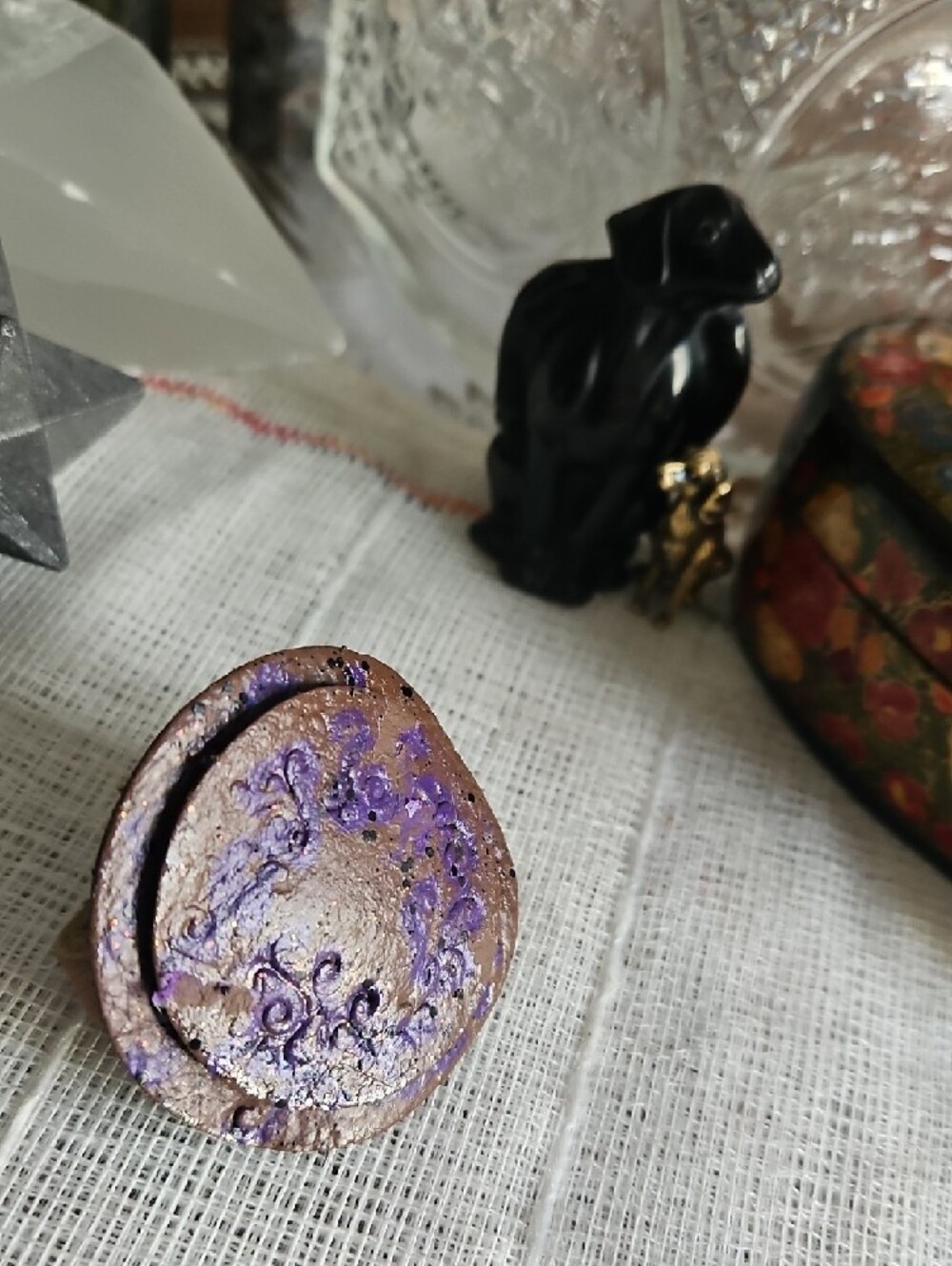 Handmade Tooled&Painted Genuine Leather Round Pet Collar Button Accent NEW - Picture 9 of 9